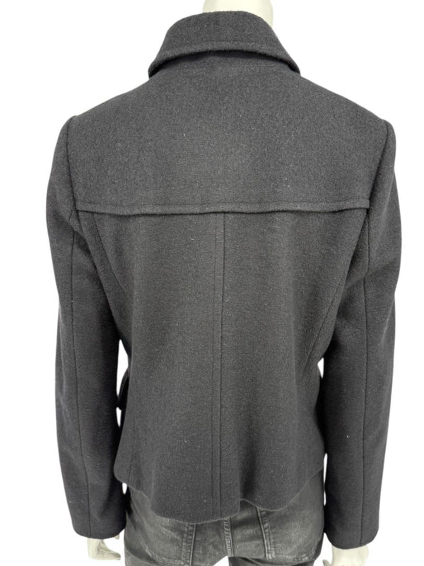 Lida Baday Black Wool Cropped Peacoat – Size 12