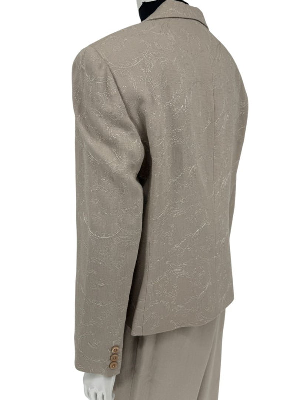 Oscar by Oscar de la Renta Taupe Embroidered Pantsuit – Size 14
