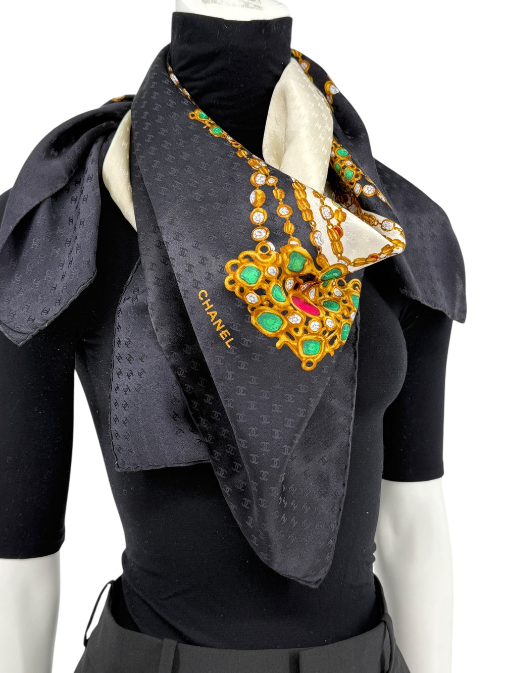 Chanel Vintage Jewel Motif Silk Scarf with