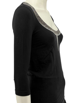 Wolford Black Embellished Neckline Pullover – Size XS