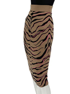 Stella McCartney Tan & Black Tiger-Stripe Knit Pencil Skirt – Size 34