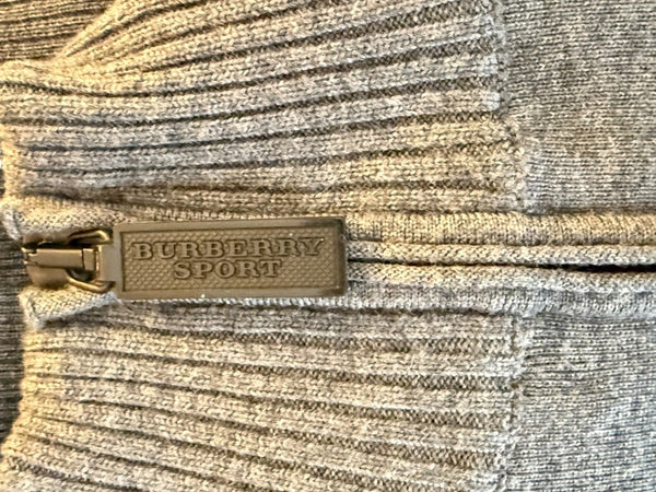Burberry Sport Grey Wool Zip-Detail Turtleneck Sweater – Size: XS