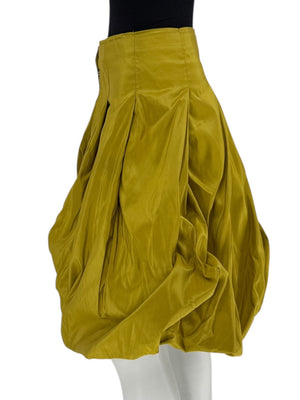 Pauw Amsterdam Chartreuse Silk Sculptural Skirt – Size 3