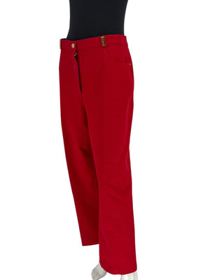 St. John Red Stretch Denim Straight-Leg Jeans – Size 16