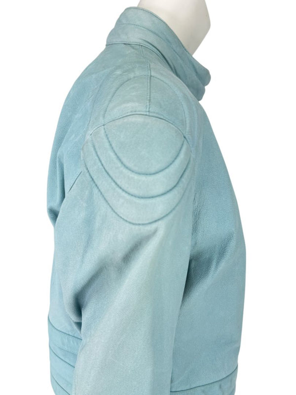 Chanel Pale Blue Leather Moto Jacket – Spring 2002 – Size 42