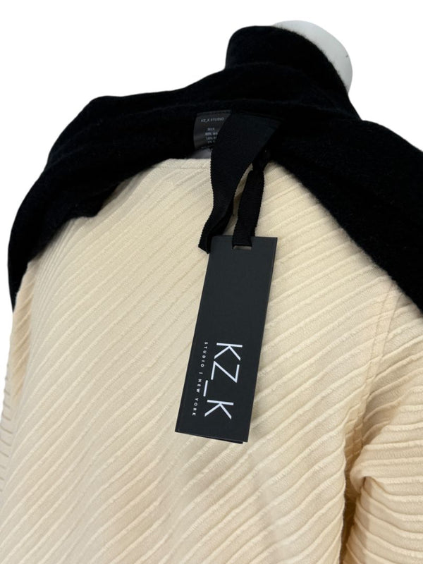KZ_K Studio Modernisma Black Ridged Scarf with Tonal Grosgrain Ties – One Size