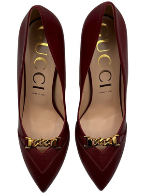 Gucci Sylvie Chain Leather Pumps - Size 42- NWT