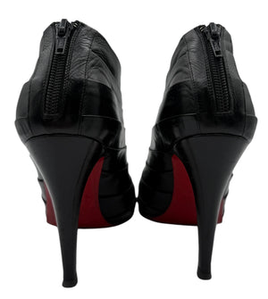 Christian Louboutin  Black Pleated Leather Orniron 100 Ankle Boots - Size 39