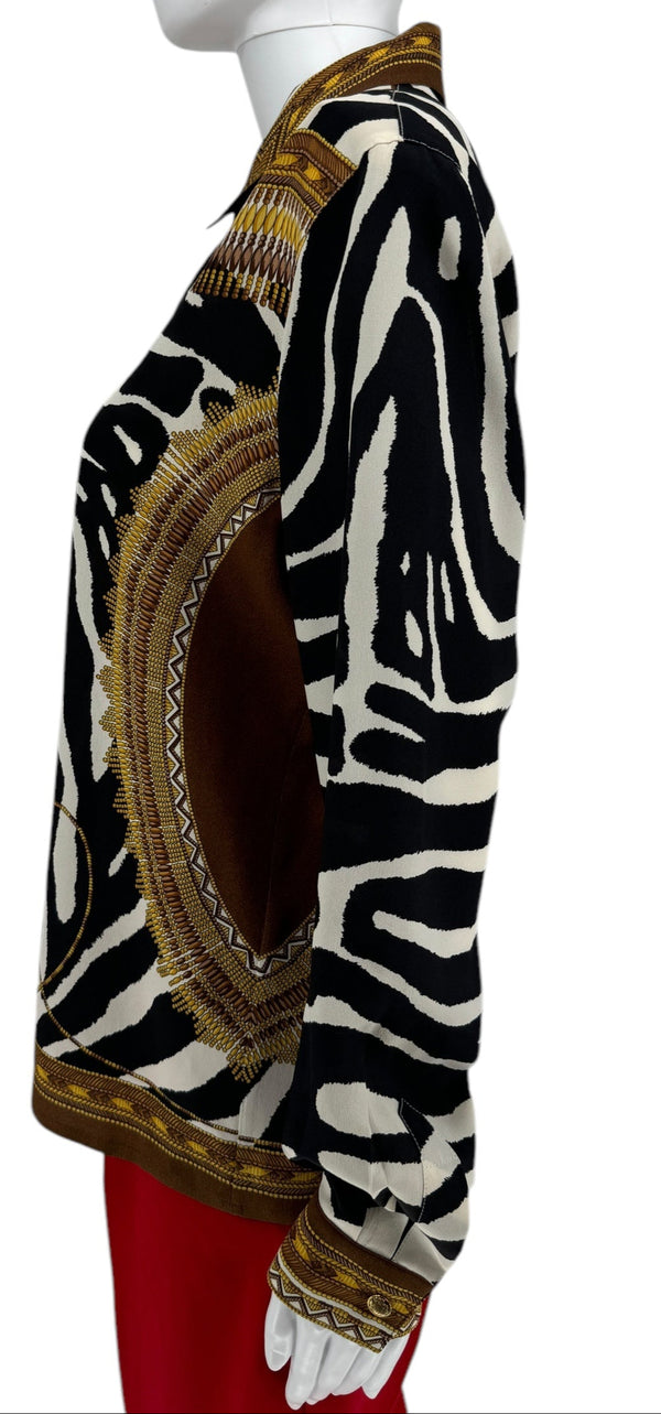 Escada Zebra Print Silk Blouse - Size 38