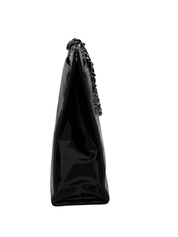 Chanel CC Turnlock Patent Tote with Silver Chain/Hardware