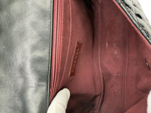 Chanel Black Quilted Patent Leather "Secret Label" Medium Flap Bag