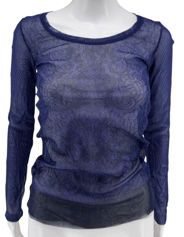 Jean Paul Gaultier Maille Femme Printed Mesh Top - Large