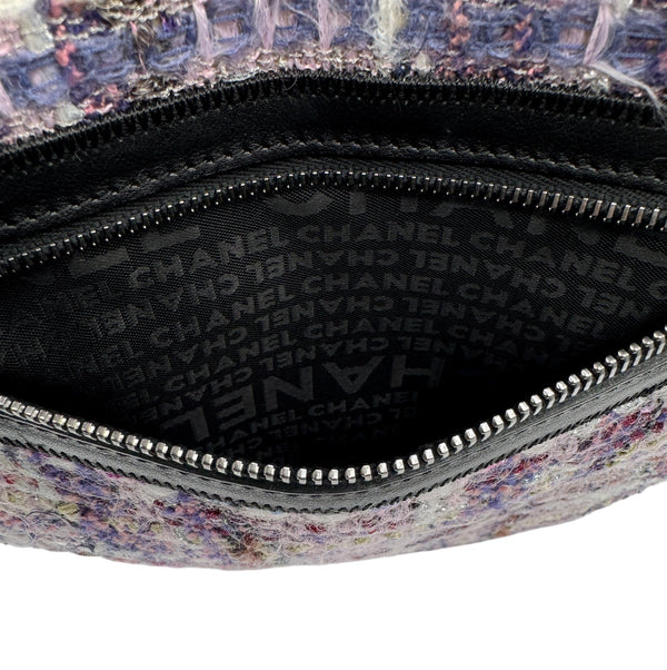 Chanel Lavender Tweed Camellia Large Flap Messenger Bag