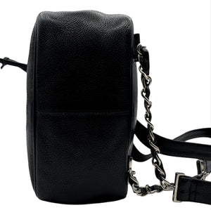 Chanel 1996-1997 Black Caviar Triple CC Backpack - Silver Hardware *RARE*