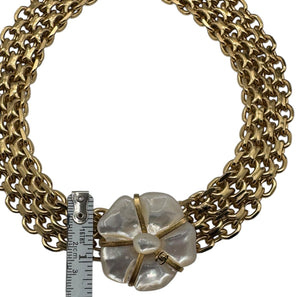 Chanel Mother Of Pearl Camellia Gold Choker/Necklace