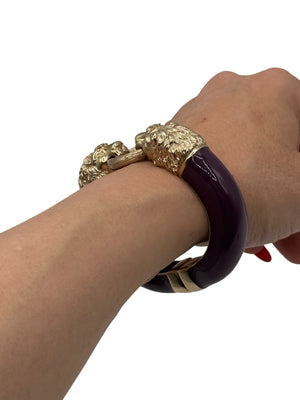 Chanel Enamel Lion Head Bracelet Purple Gold