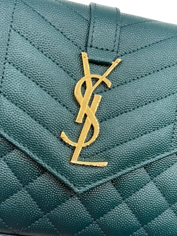 Saint Laurent Envelope Triquilt Small Shoulder Bag in Grained Leather