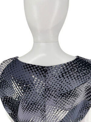 Armani Collezioni Grey & Black Abstract Dot Pleated Dress – Size 12 / IT 48