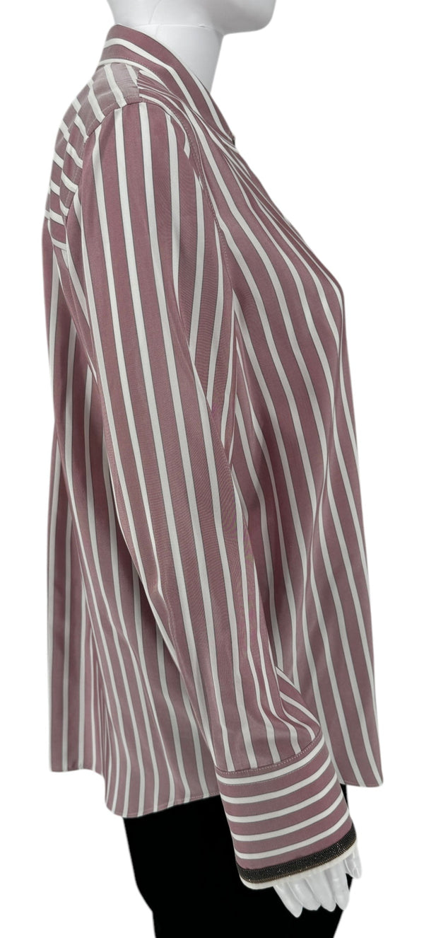 Brunello Cucinelli Silk NWT Striped Button-Up Shirt - Size L