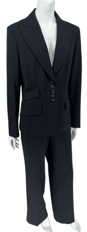 Les Copains Classic Black Wool Pant Suit – Size IT 48 (US 12)