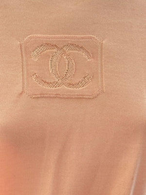 Chanel Peach Knit Logo Tee – Size FR 42 (US 8/10)