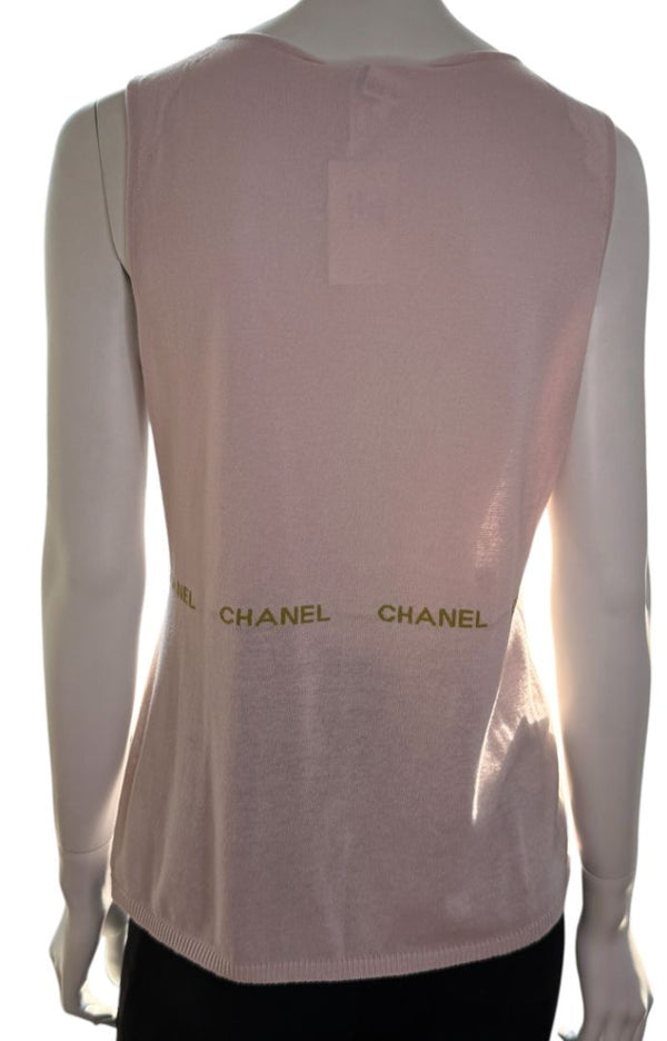 Chanel Pale Pink Cotton Logo Tank – Size FR 44 (US 10/12)
