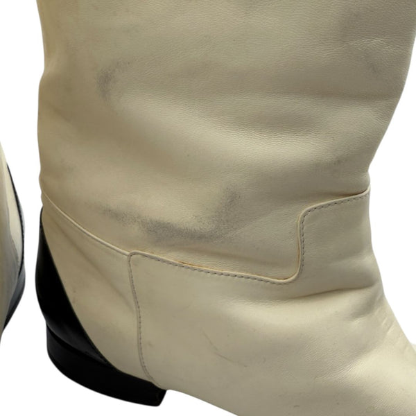 Chanel Two-Tone Calf Leather Mid-Calf Boots – Size 40