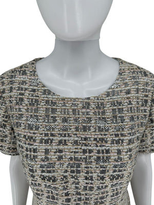 Pamella Roland Metallic Tweed Sheath Dress