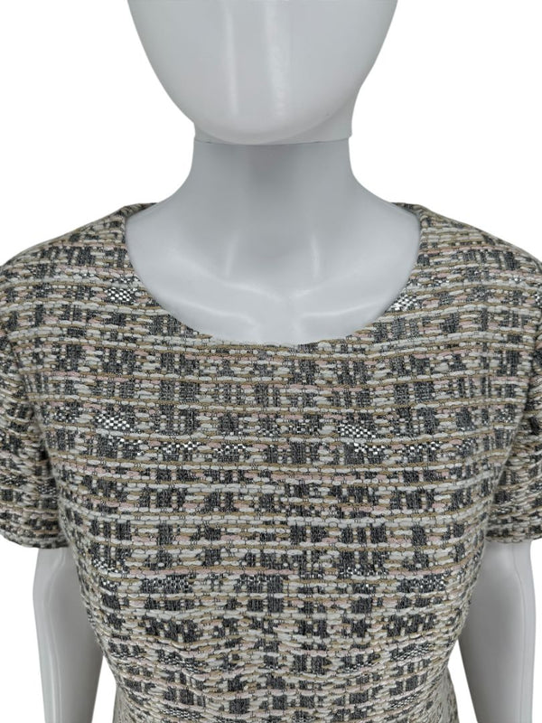 Pamella Roland Metallic Tweed Sheath Dress