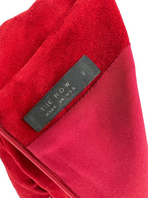 The Row Ruby Red Suede Sheath Dress – Size 8
