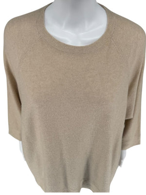 Brunello Cucinelli Beige Cashmere Blend Dolman Sleeve Sweater – Size L