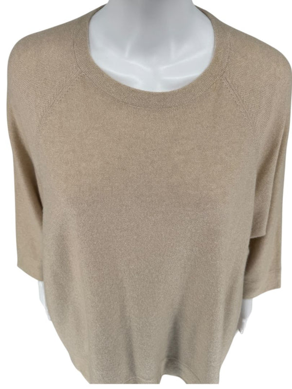 Brunello Cucinelli Beige Cashmere Blend Dolman Sleeve Sweater – Size L