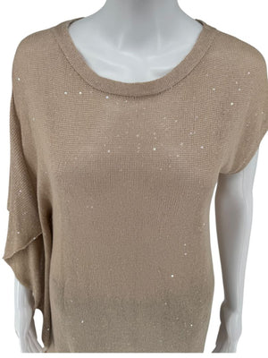 Brunello Cucinelli Linen-Silk Asymmetric Sequin Sweater – Size L