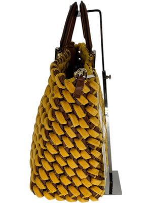 Fendi Spring 2020 Peekaboo Woven Mink & Leather Runway Tote – Brand New with Tags