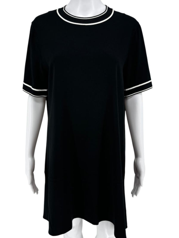 Rag & Bone Black Tipped Knit T-Shirt Dress - M