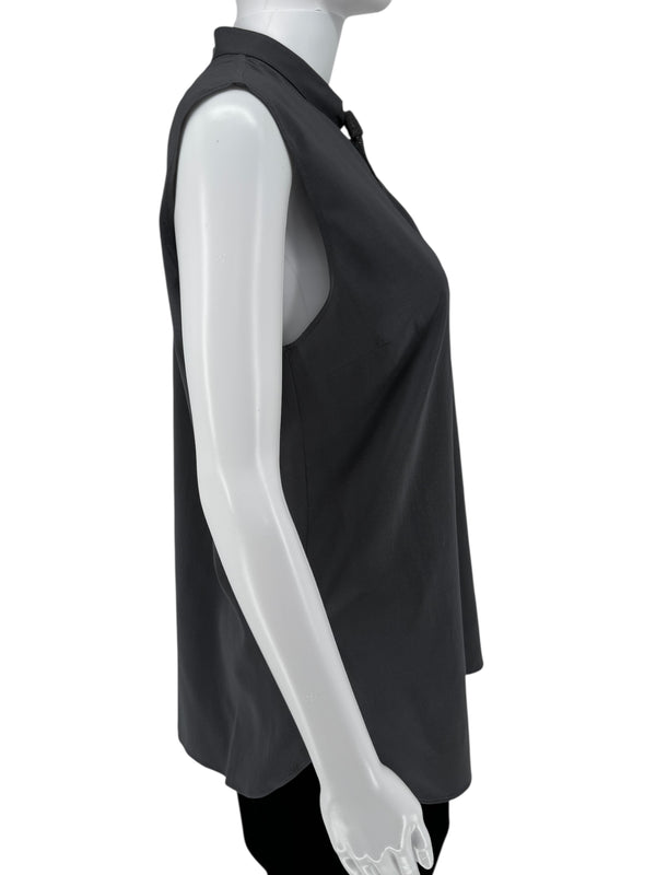 Brunello Cucinelli Sleeveless Silk Blouse with Chain Detail - XL