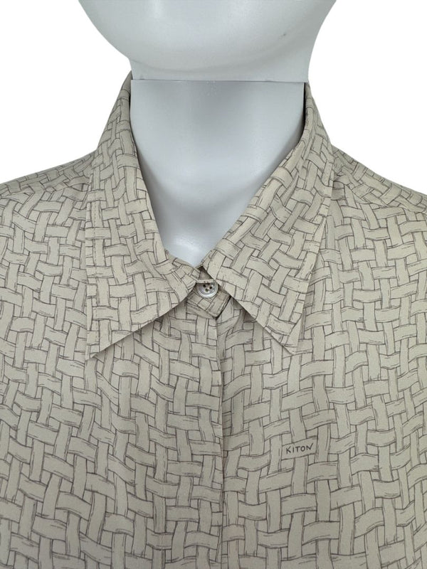 Kiton Woven Print Silk Blouse - L