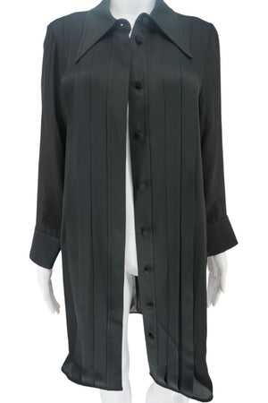 Khaite Pleated Silk Tunic Shirt