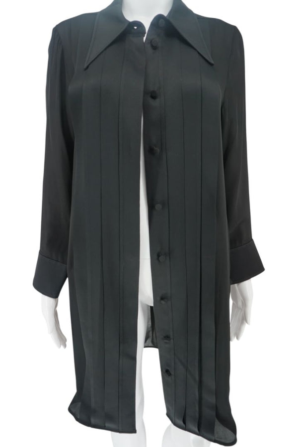Khaite Pleated Silk Tunic Shirt