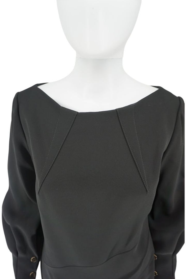 Pamella Roland Gold Button Cuff Shift Dress - Large