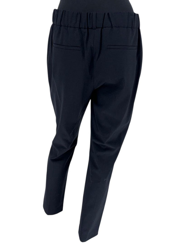 Brunello Cucinelli Navy Wool-Blend Elastic Waist Trousers - IT 44