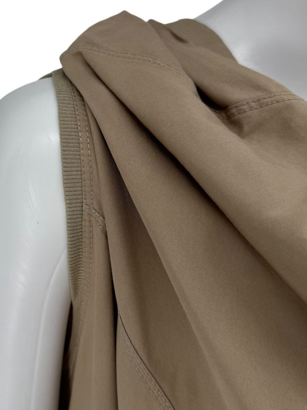 Brunello Cucinelli Taupe Cotton Sleeveless Cowl-Neck Dress - Size 8