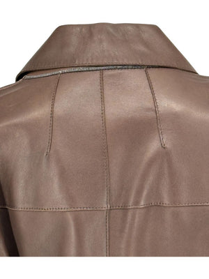 Brunello Cucinelli Chocolate Leather Belted Coat - Size 4