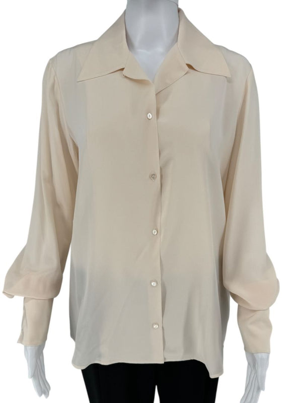 The Row Ivory Silk Button-Down Blouse - Size 6