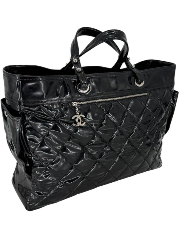 Chanel Paris-Biarritz XL Tote in Black Patent Vinyl