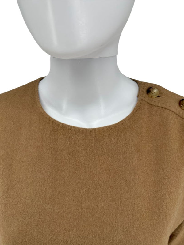 Max Mara Camel Wool Button-Shoulder Tunic Dress – Size US 6