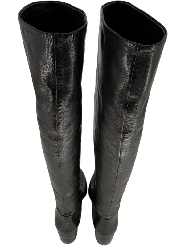 Prada Black Leather Knee-High Boots – Size 39.5