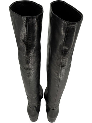 Prada Black Leather Knee-High Boots – Size 39.5