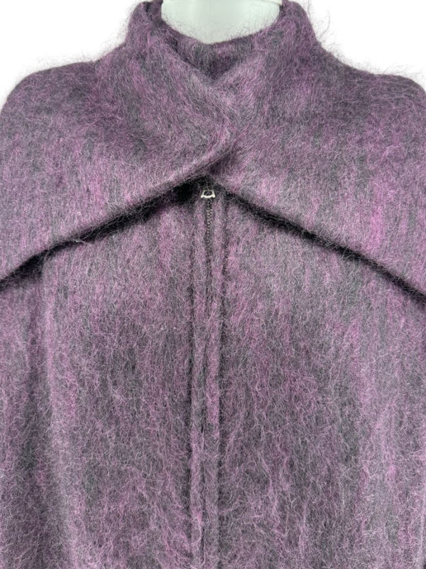 Pamella Roland Purple Alpaca & Fur Trim Coat – Size L