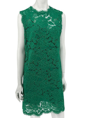 Dolce & Gabbana Green Floral Lace Sleeveless Shift Dress - Size IT 46